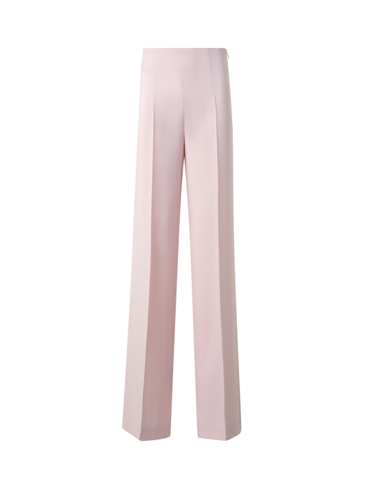 Designer Wide Straight Wool Double-Face Pants - pastel - pink