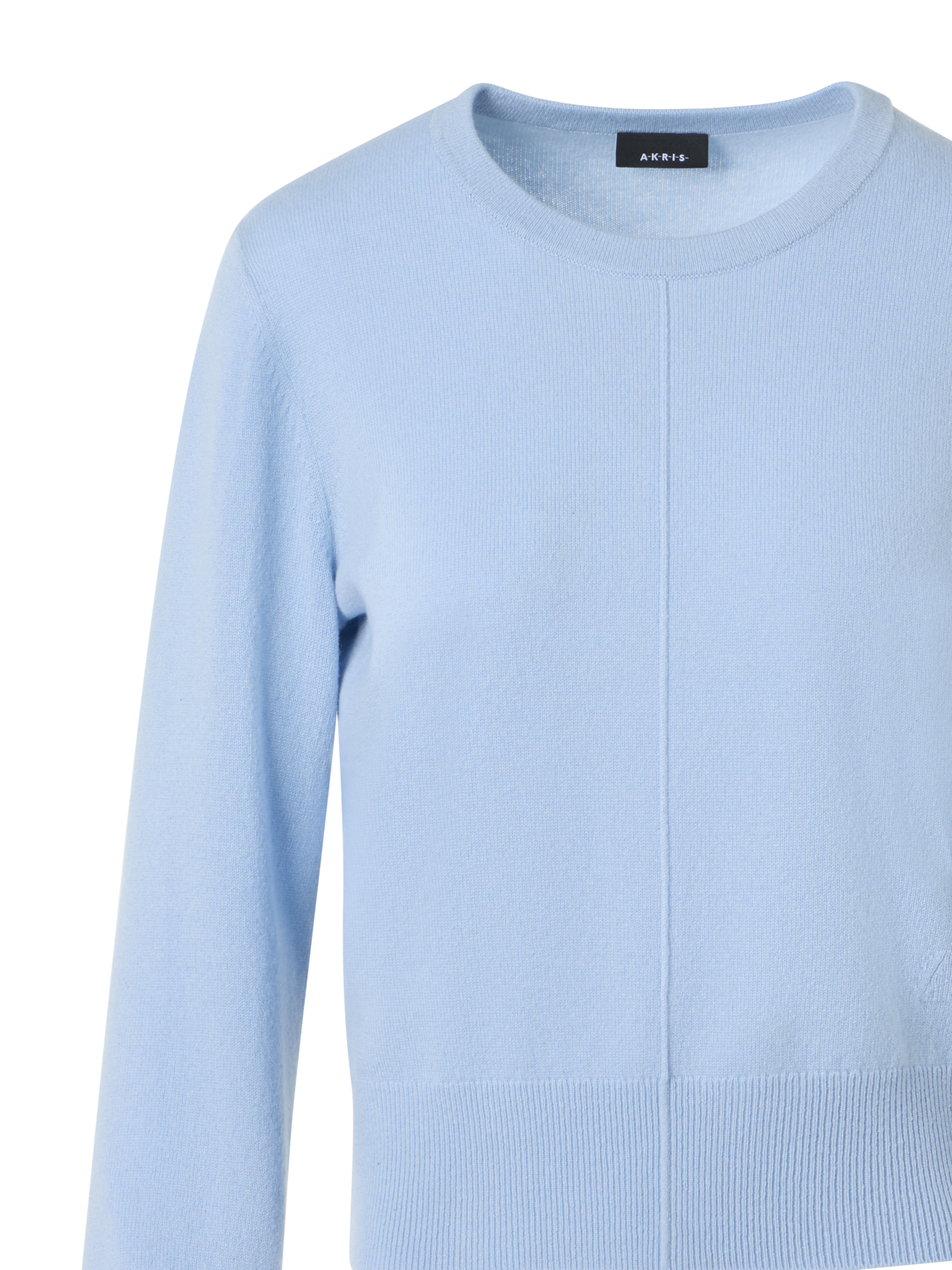 Designer Cashmere Crew-Neck Sweater - blue