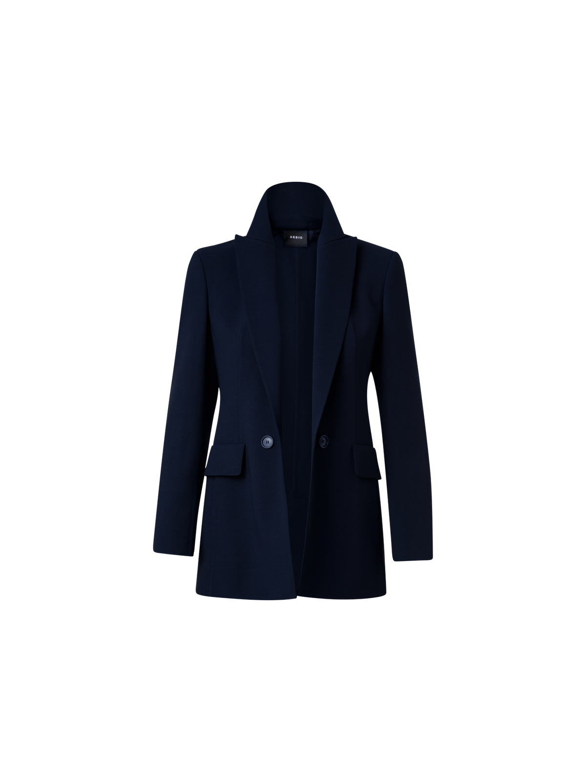 Designer Long Jacket in Wool Double-Face - navy - blue