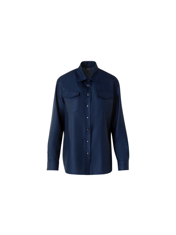 Designer Shirt Blouse in Panama Cashmere - neutral - navy - blue