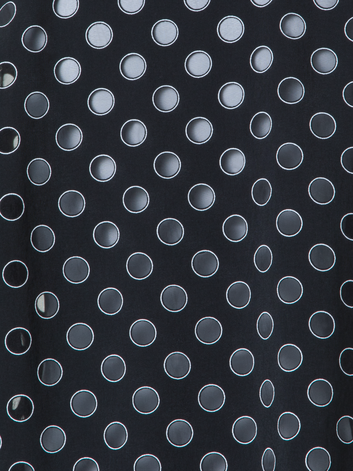 Designer Cropped Shirt Blouse with Sheer Polka Dots - black