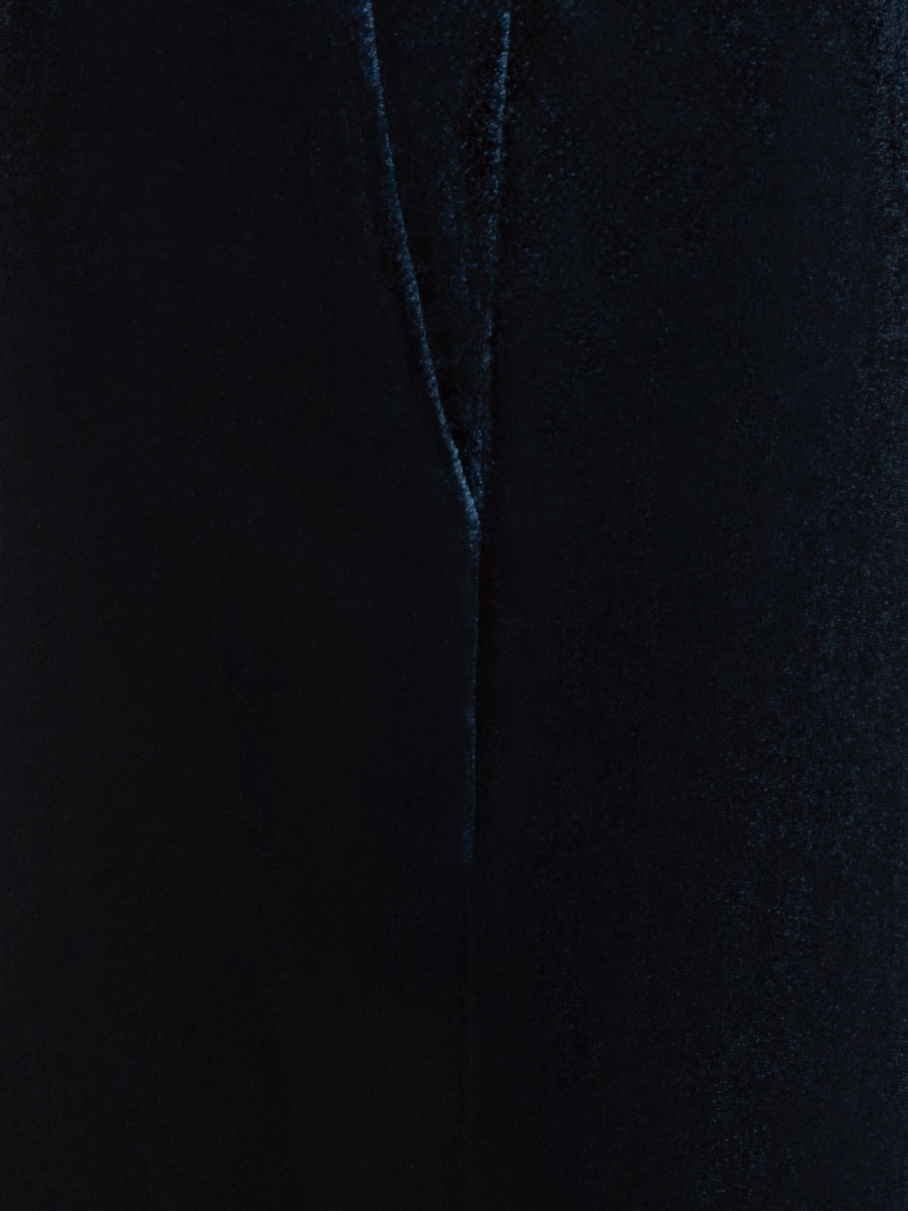 Designer Straight Stretch Techno Velvet Pants - neutral - navy - blue