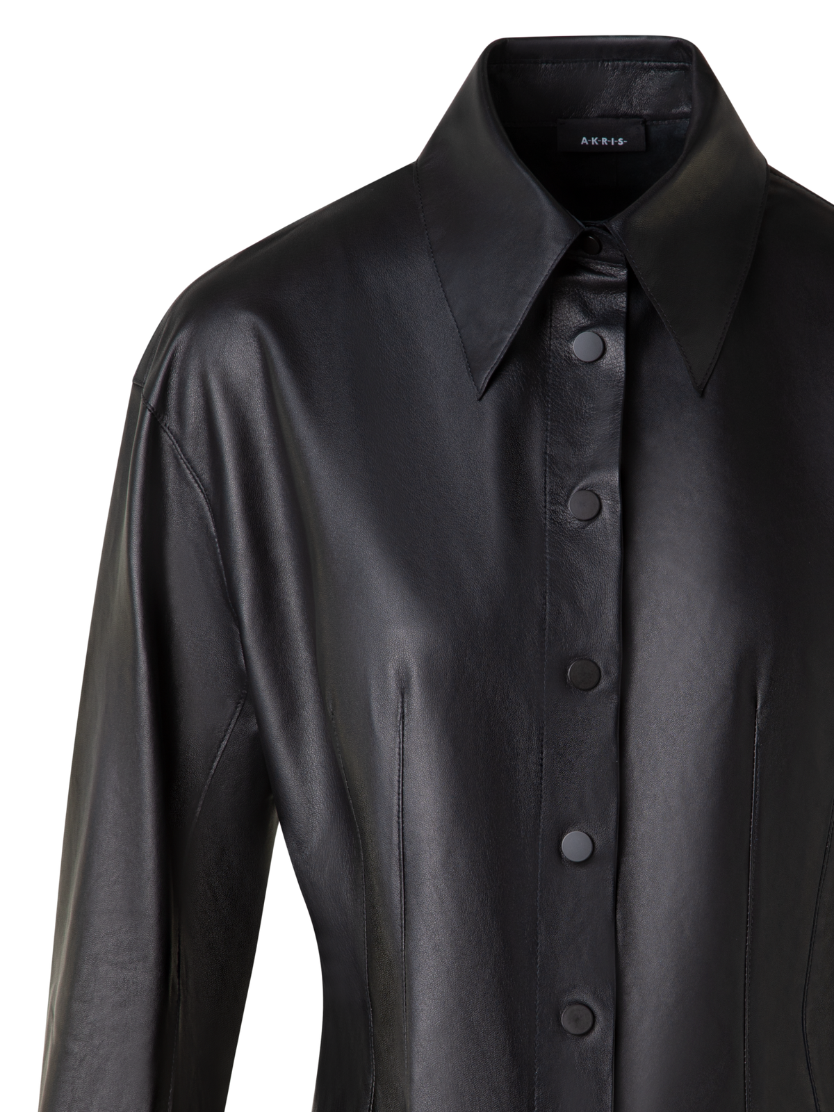 Designer Fitted Leather Blouse - black