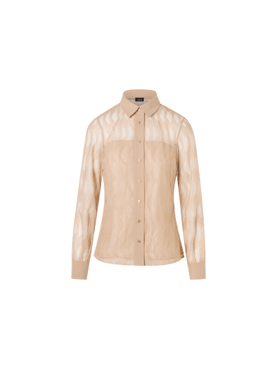 Designer Long-Sleeve High Plains Blouse - beige