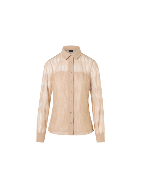 Designer Long-Sleeve High Plains Blouse - beige