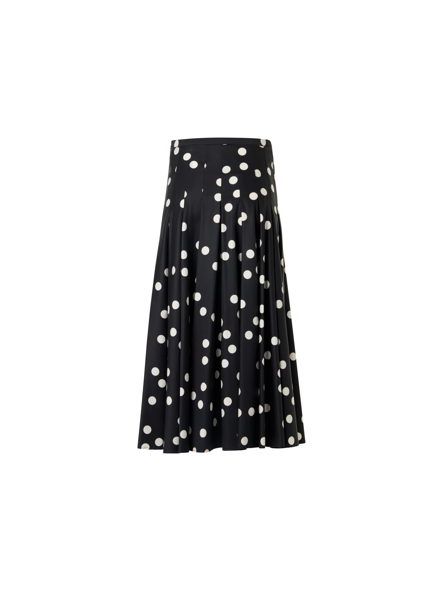 Designer Flared Cotton-Satin Midi Skirt - black