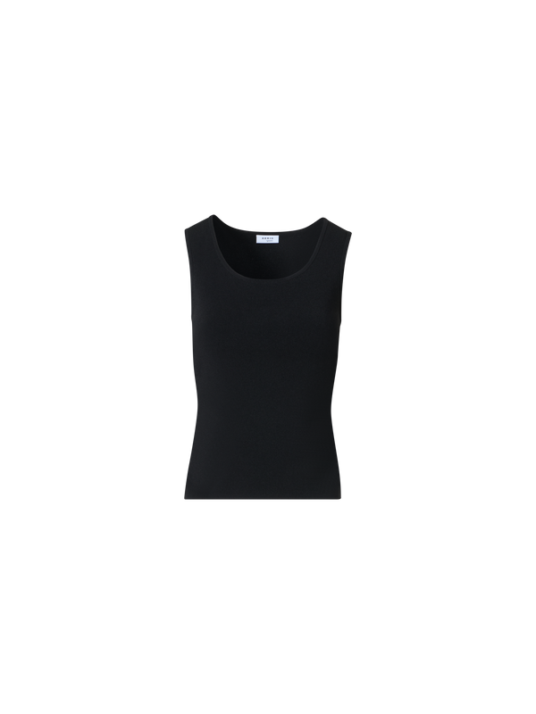 Designer Fitted Viscose Blend Knit Tank Top - black
