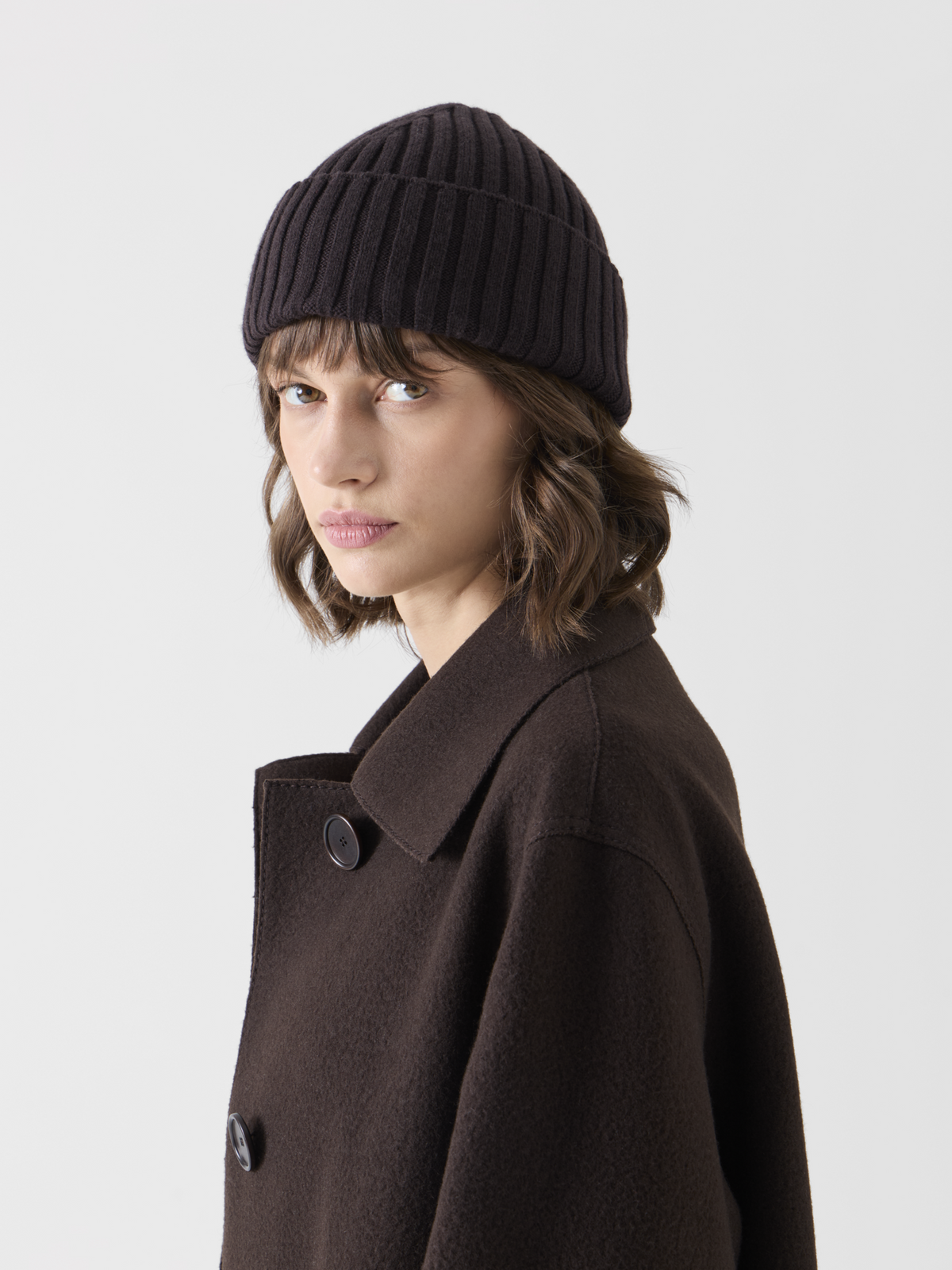Designer Wool Cashmere Beanie - brown 