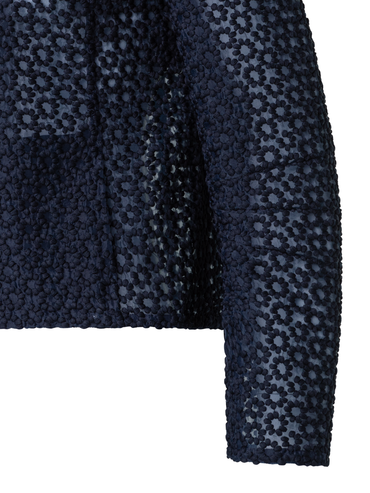 Designer Biker Jacket with St. Gallen Flower Embroidery - navy - blue