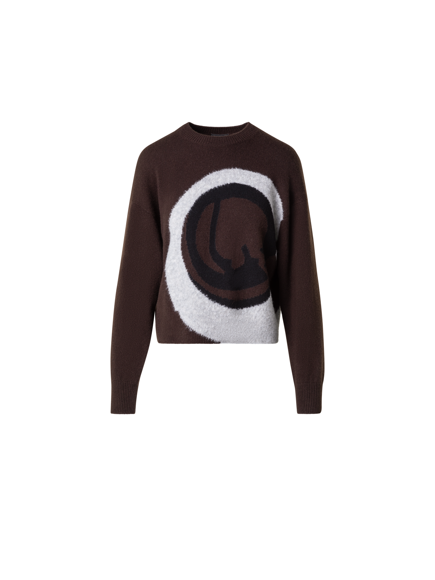 Designer Cashmere Silk Sweater with Bouclé Loop Design - brown - multicolor