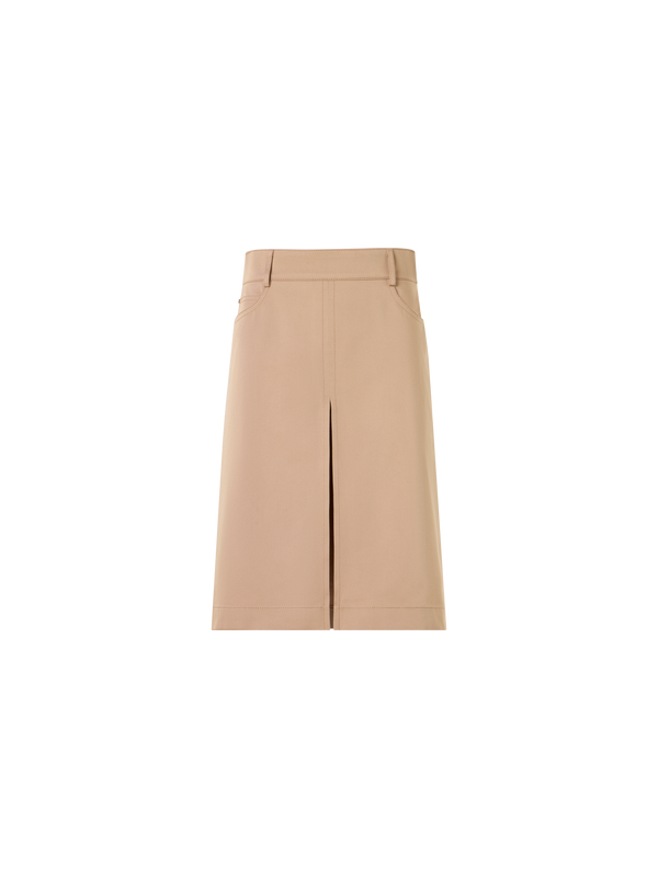 Designer A-Line Cotton Gabardine Skirt - beige