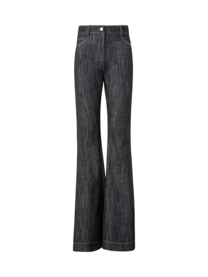 Designer Flared Cotton Denim Pants - black - navy - blue