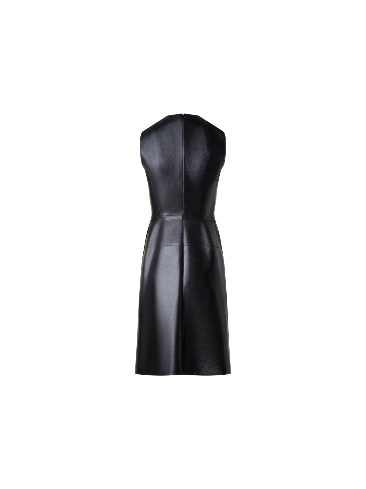 Designer A-Line Sheath Dress in Lacquered Leather - black