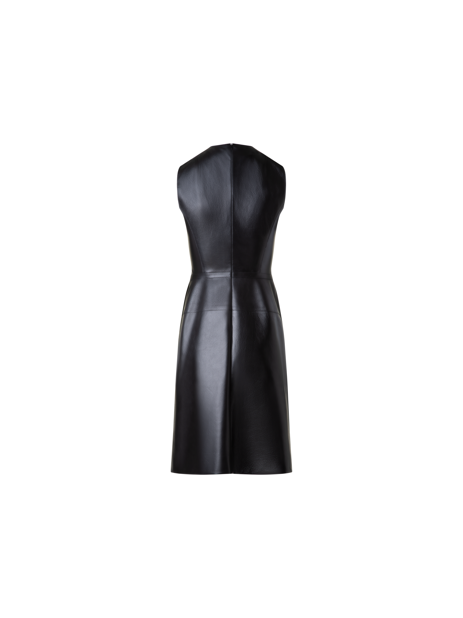Designer A-Line Sheath Dress in Lacquered Leather - black