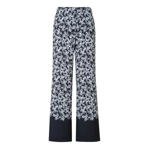 Wide Pants with Elastic Waist & Daisy Print