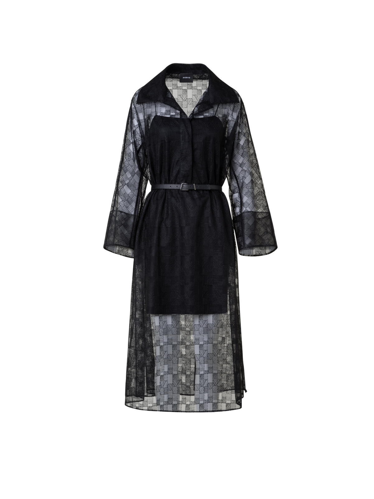 Designer Shirt Dress in Lizzy Grid Embroidery - black