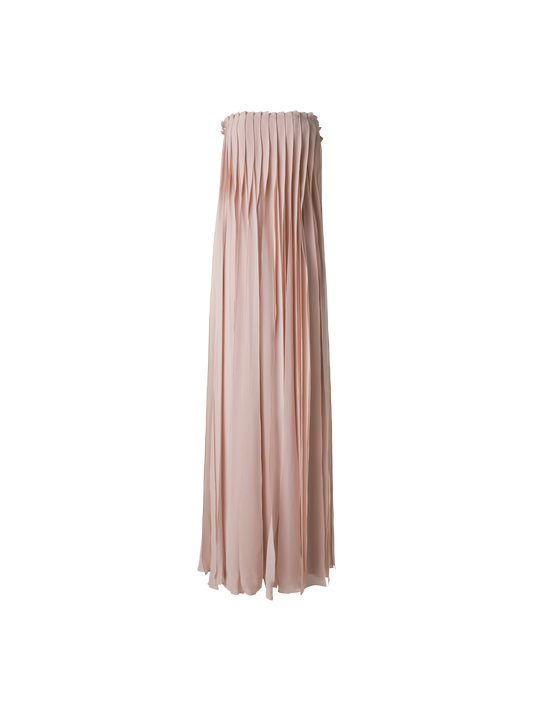 Designer Long Silk Ribbons Corsage Gown - neutral - pastel - beige