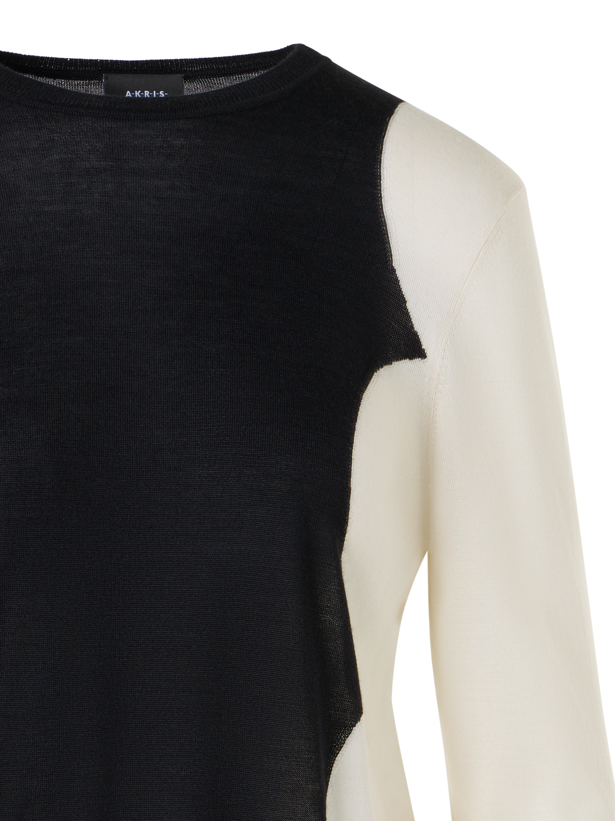 Designer Long Sleeve Cashmere Silk Cloud Intarsia Sweater - black