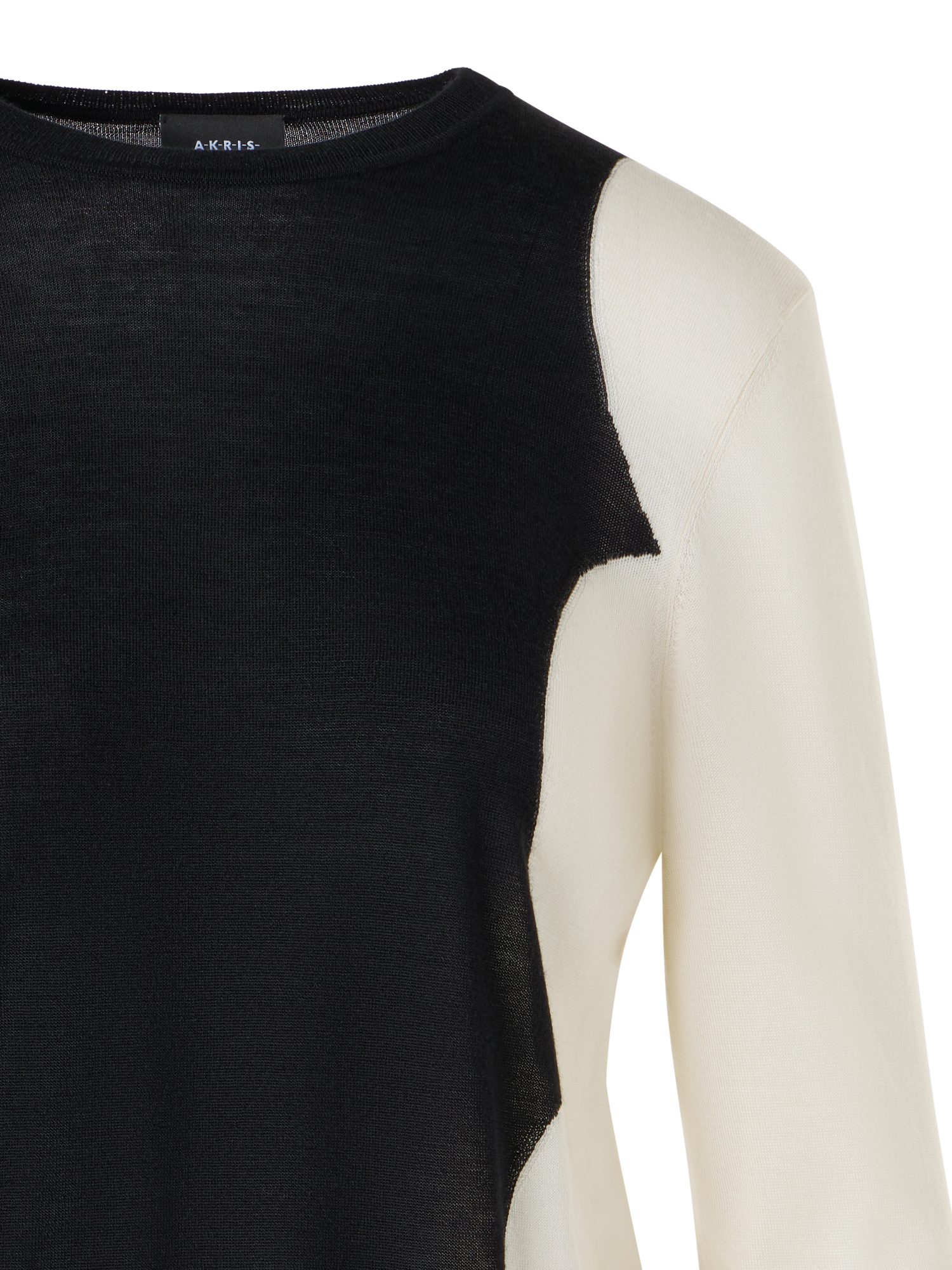 Designer Long Sleeve Cashmere Silk Cloud Intarsia Sweater - black