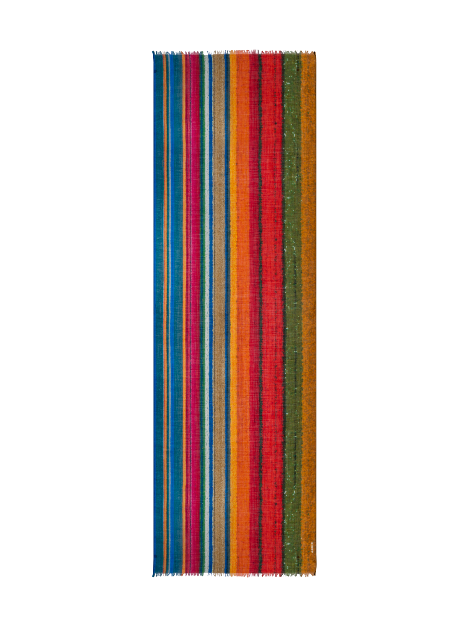 Designer Cashmere Silk Scarf with Wind Turbine Print - multicolor