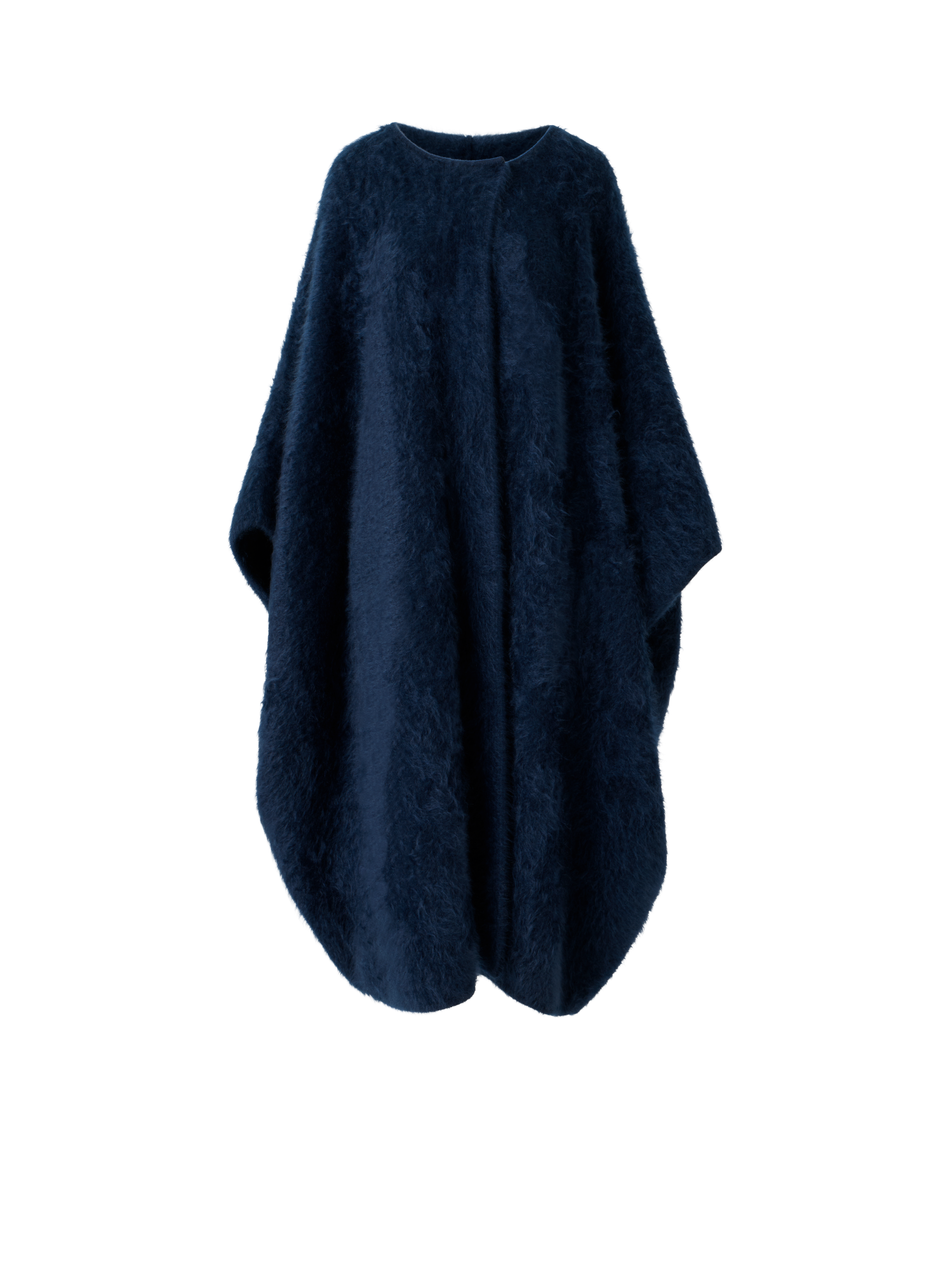 Designer Long Cashmere Cape with Removable Scarf Hood - neutral - navy - blue