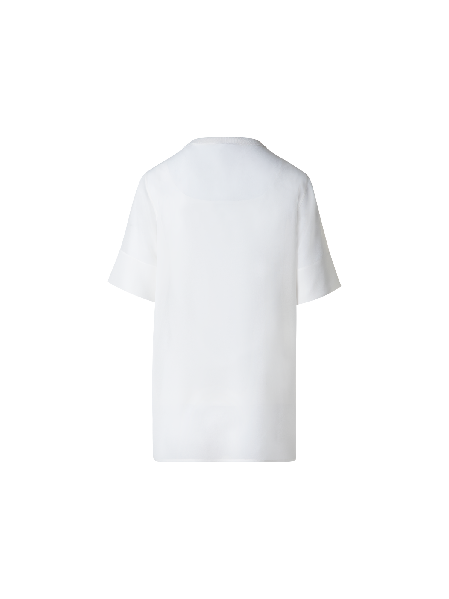 Designer Sheer Short Sleeve Silk Blouse - neutral - ecru - white