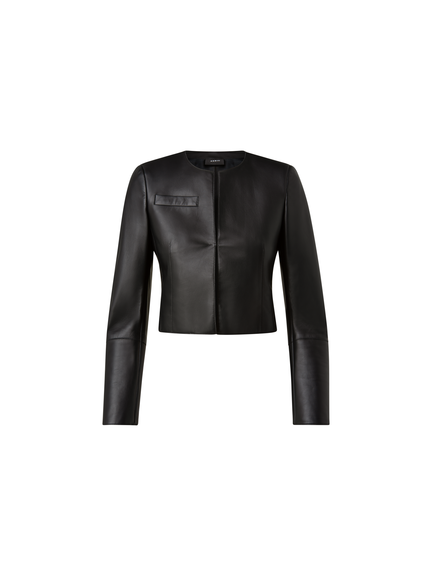 Designer Cropped Leather Jacket - black