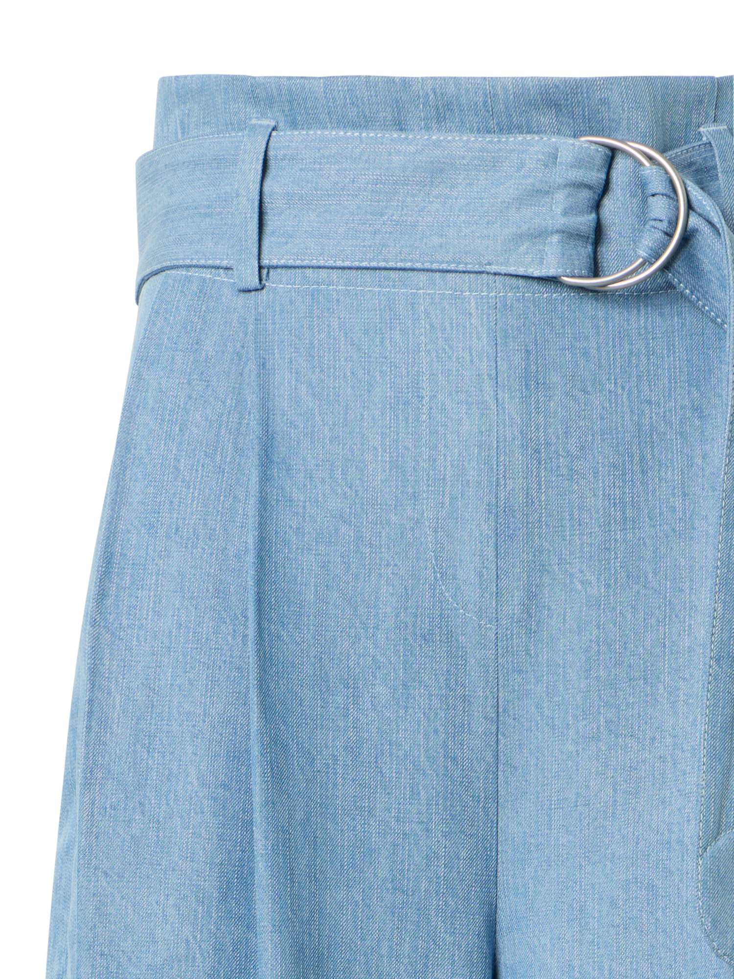 Designer Fiorella Wide Leg Pleated Culotte Denim Pants - blue