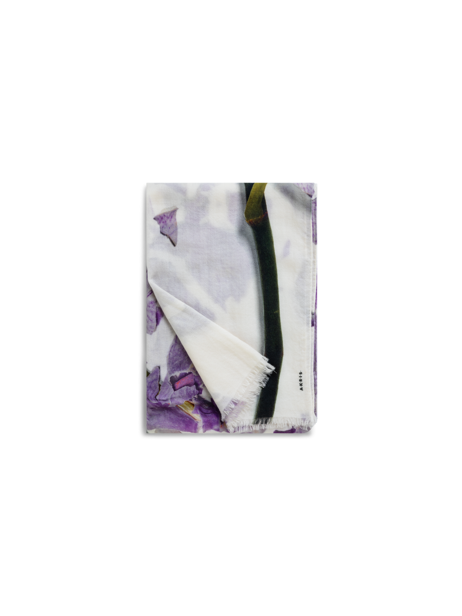 Designer Scarf Cashmere Silk Scattered Orchid Print - multicolor