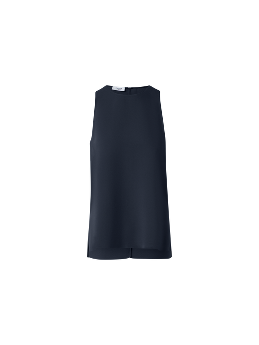 Designer Sleeveless Laser Cut Blouse - navy - blue