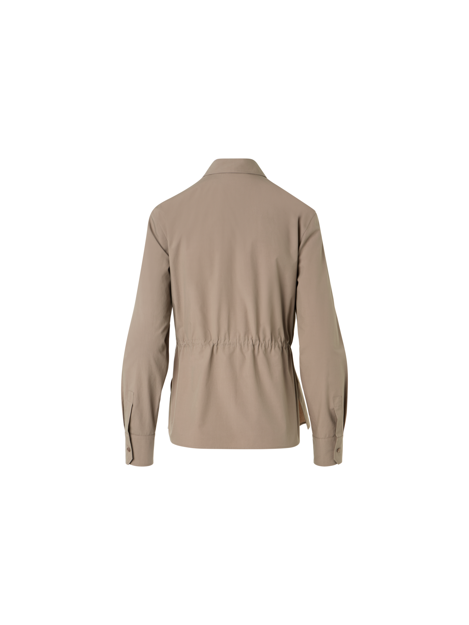 Designer Cotton Poplin Shirt with Waist Drawstring - beige