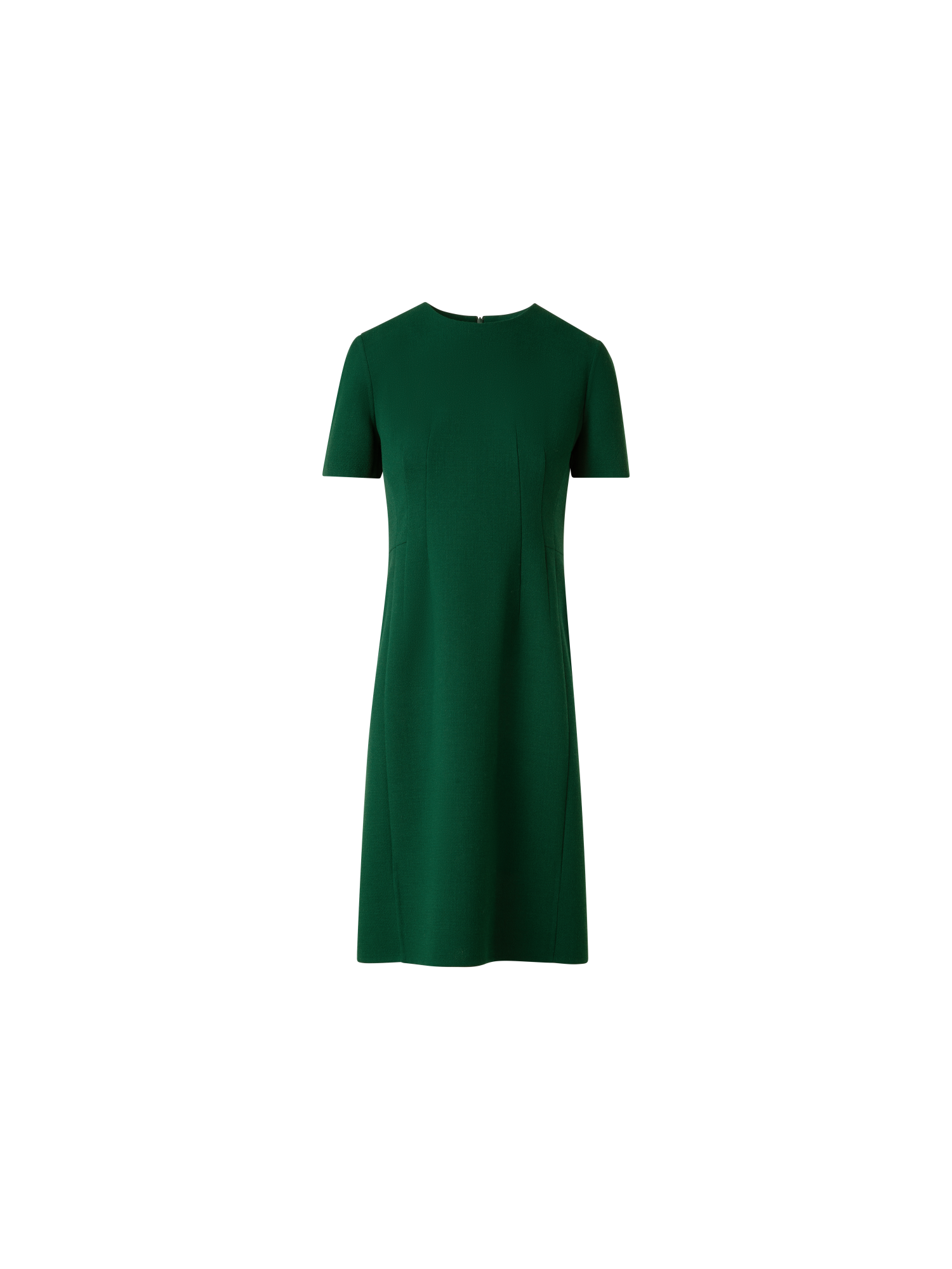 Designer Short Sleeves Sheath Dress in Wool Double-Face - green