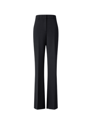 Designer Wide Straight Wool Stretch Double-Face Pants - black - neutral