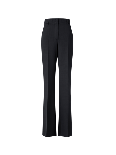 Designer Wide Straight Wool Stretch Double-Face Pants - black - neutral
