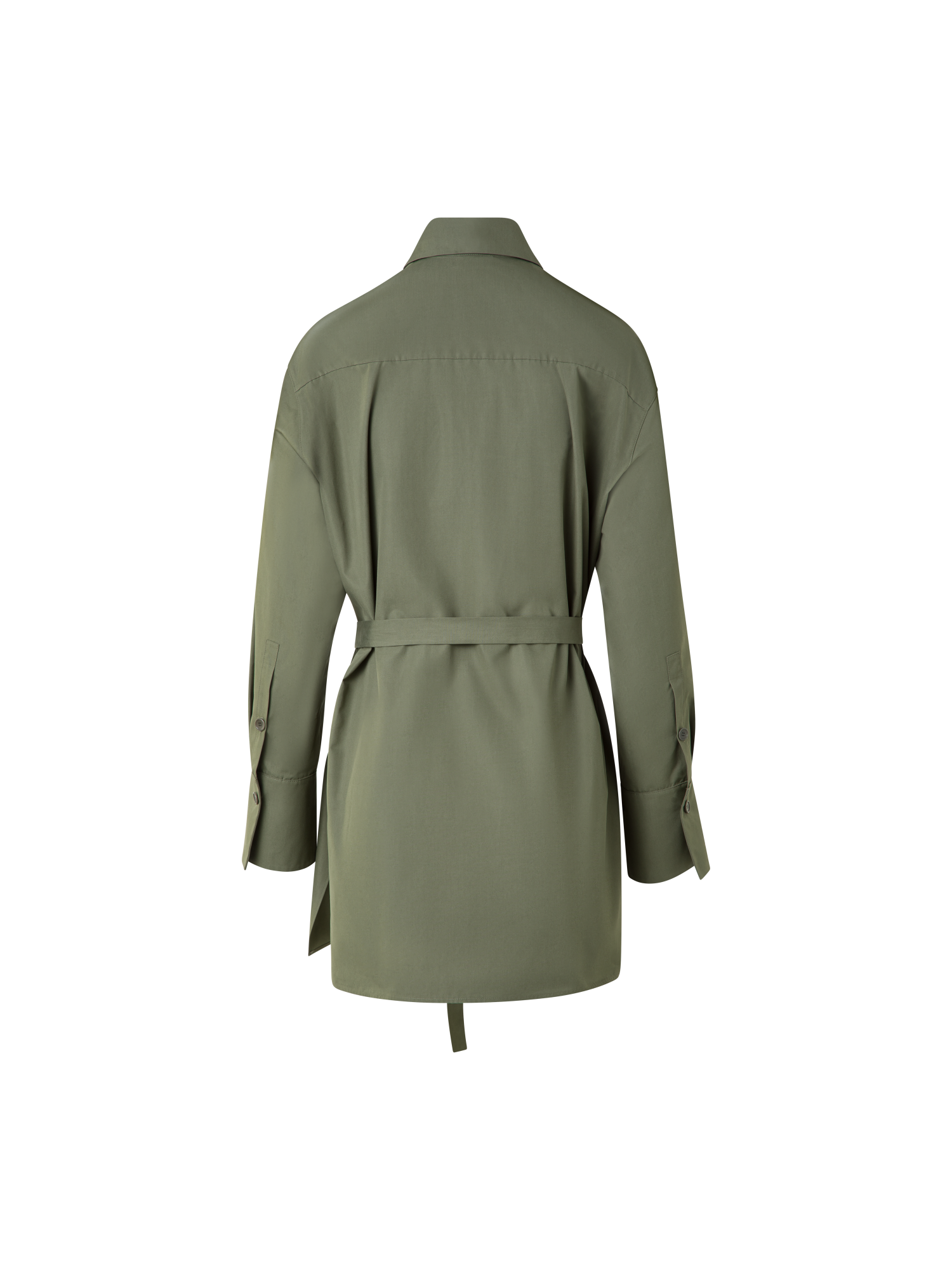 Designer Oversized Cotton Poplin Tunic - neutral - green