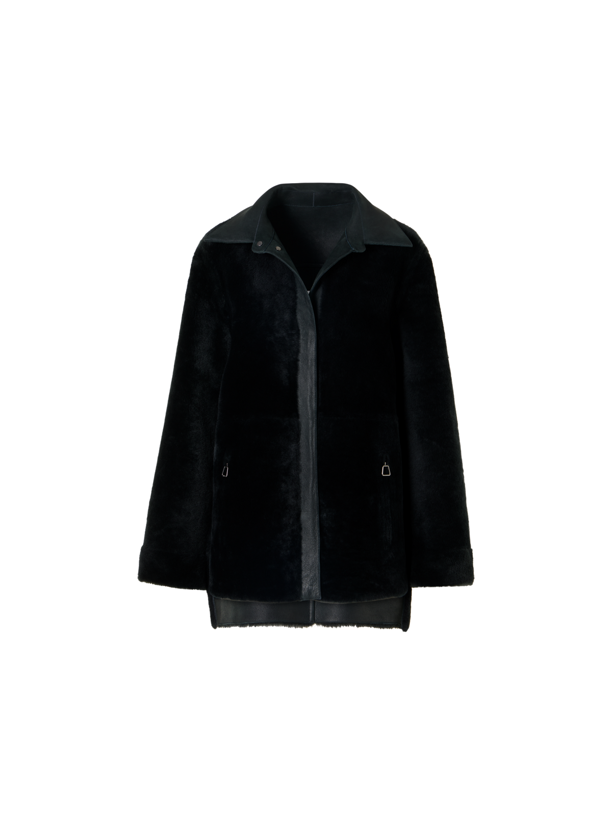 Designer Reversible Merinillo Lambskin Shirt Jacket - black - green