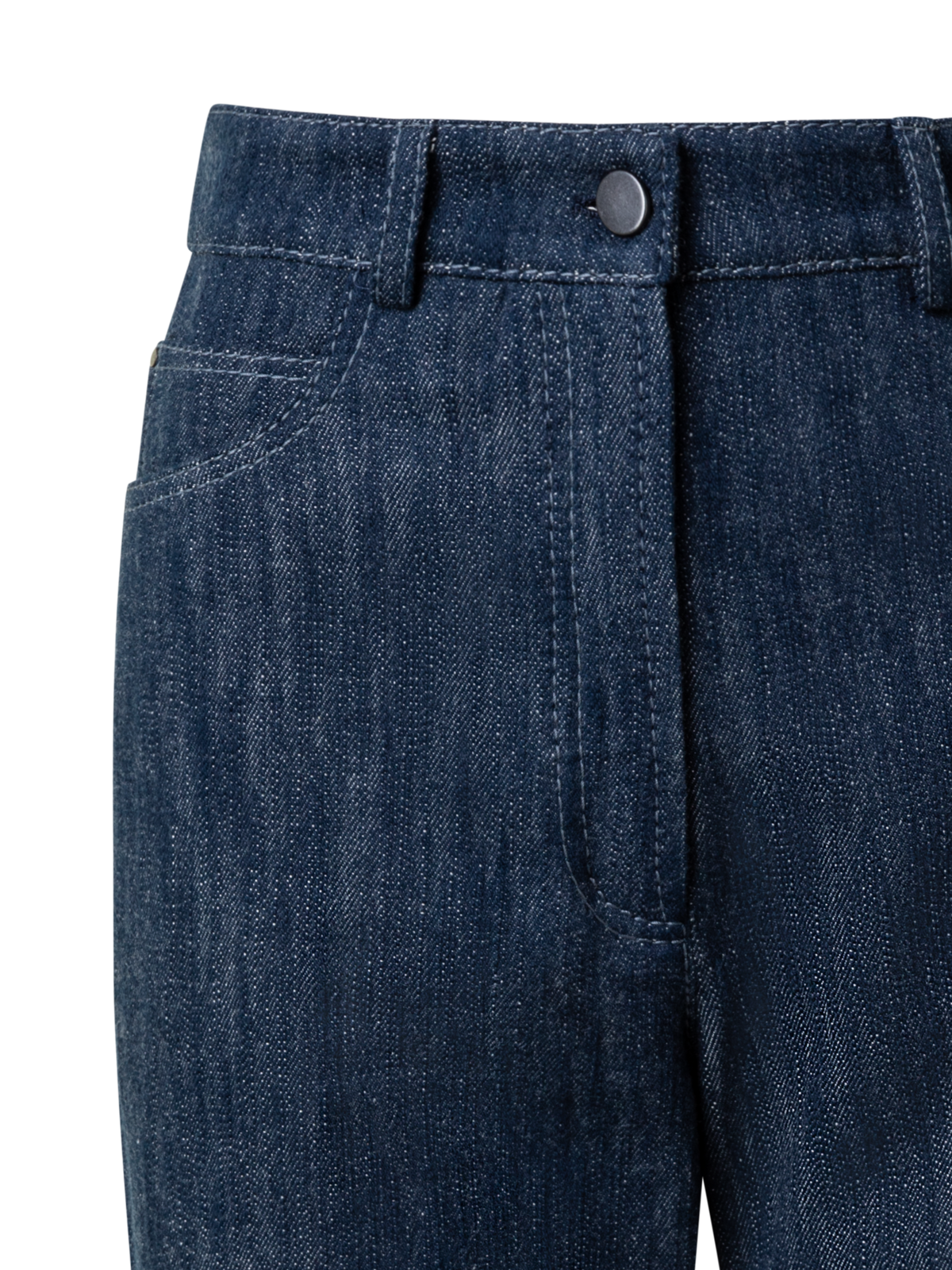 Designer Straight Cotton Wool Denim Pants - navy - blue