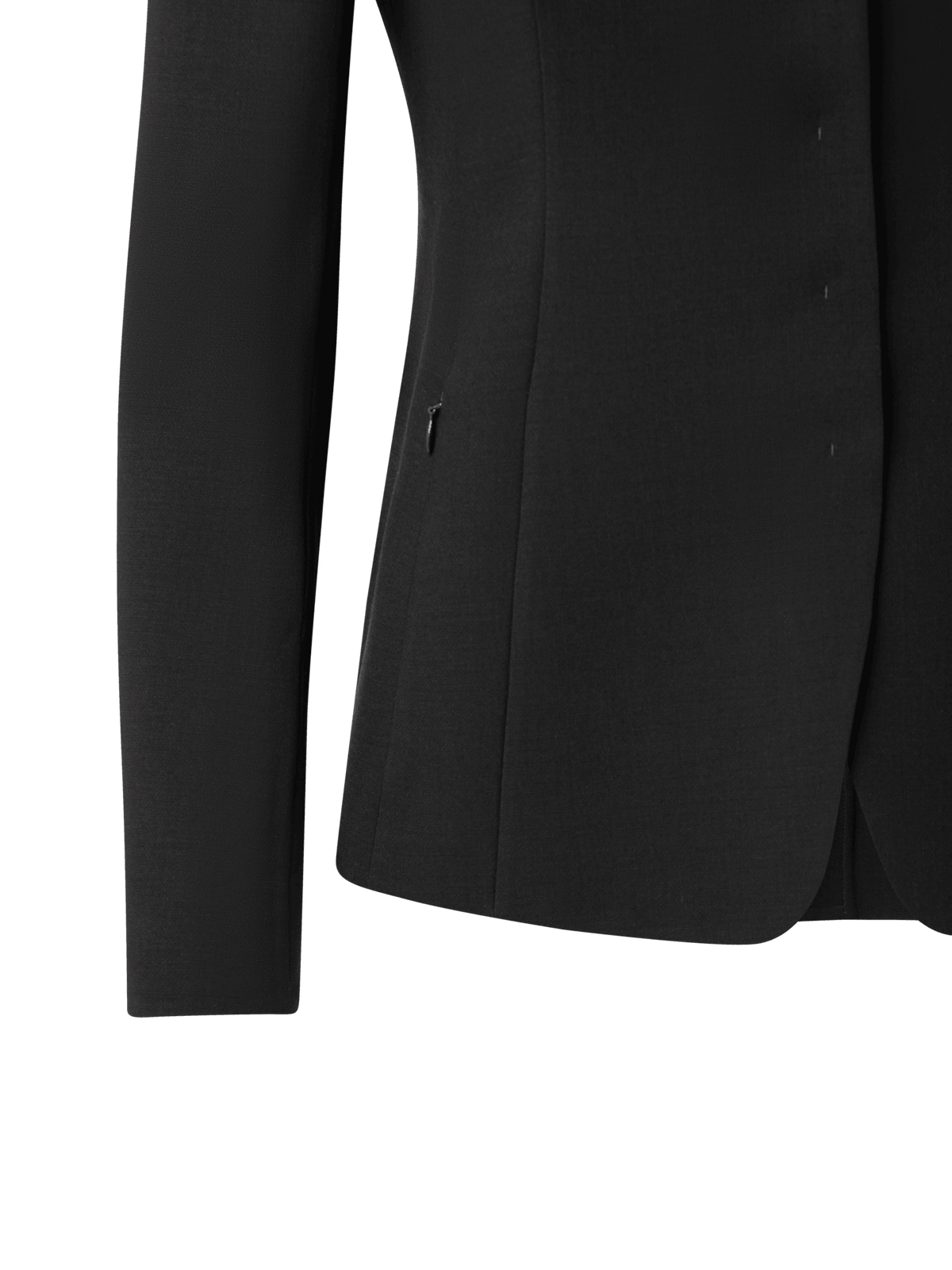 Designer Wool Double-Face Blazer with Leather Collar - black
