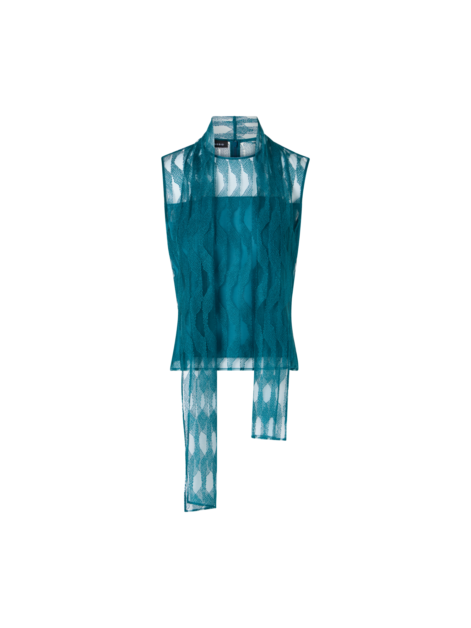 Designer Blouse in High Plains Embroidery on Tulle - blue