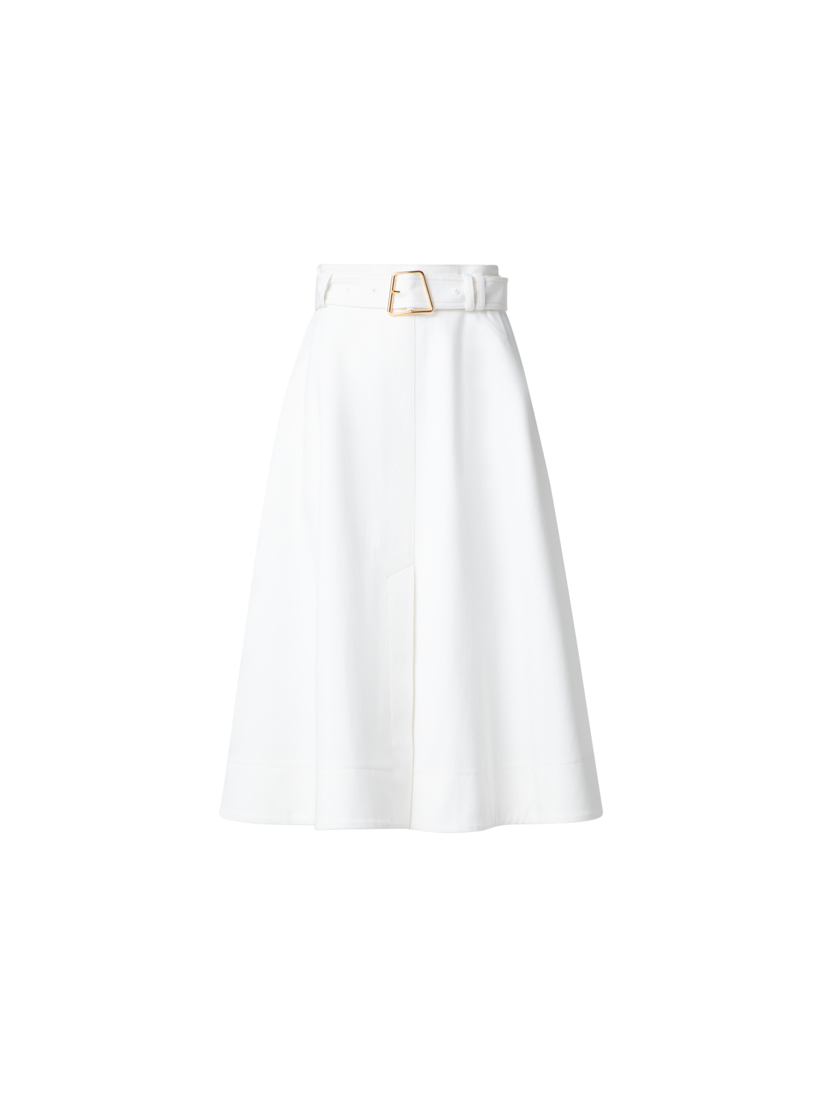 Designer A-Line Denim Skirt in Cotton - ecru - white