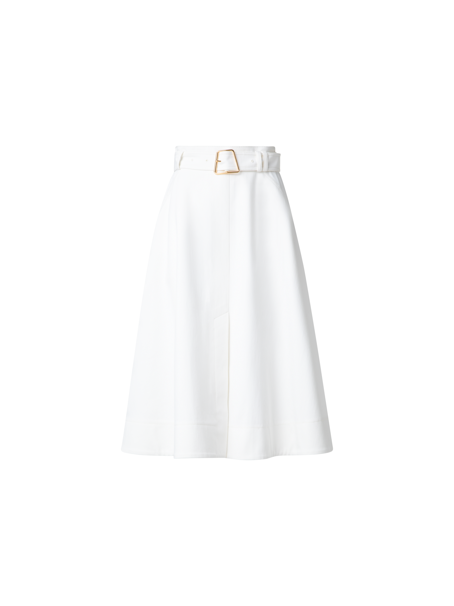 Designer A-Line Denim Skirt in Cotton - ecru - white