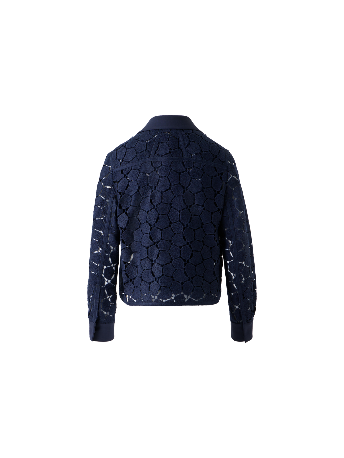 Designer Boxy Shirt Jacket in Lapis Lazuli Embroidery - neutral - navy - blue