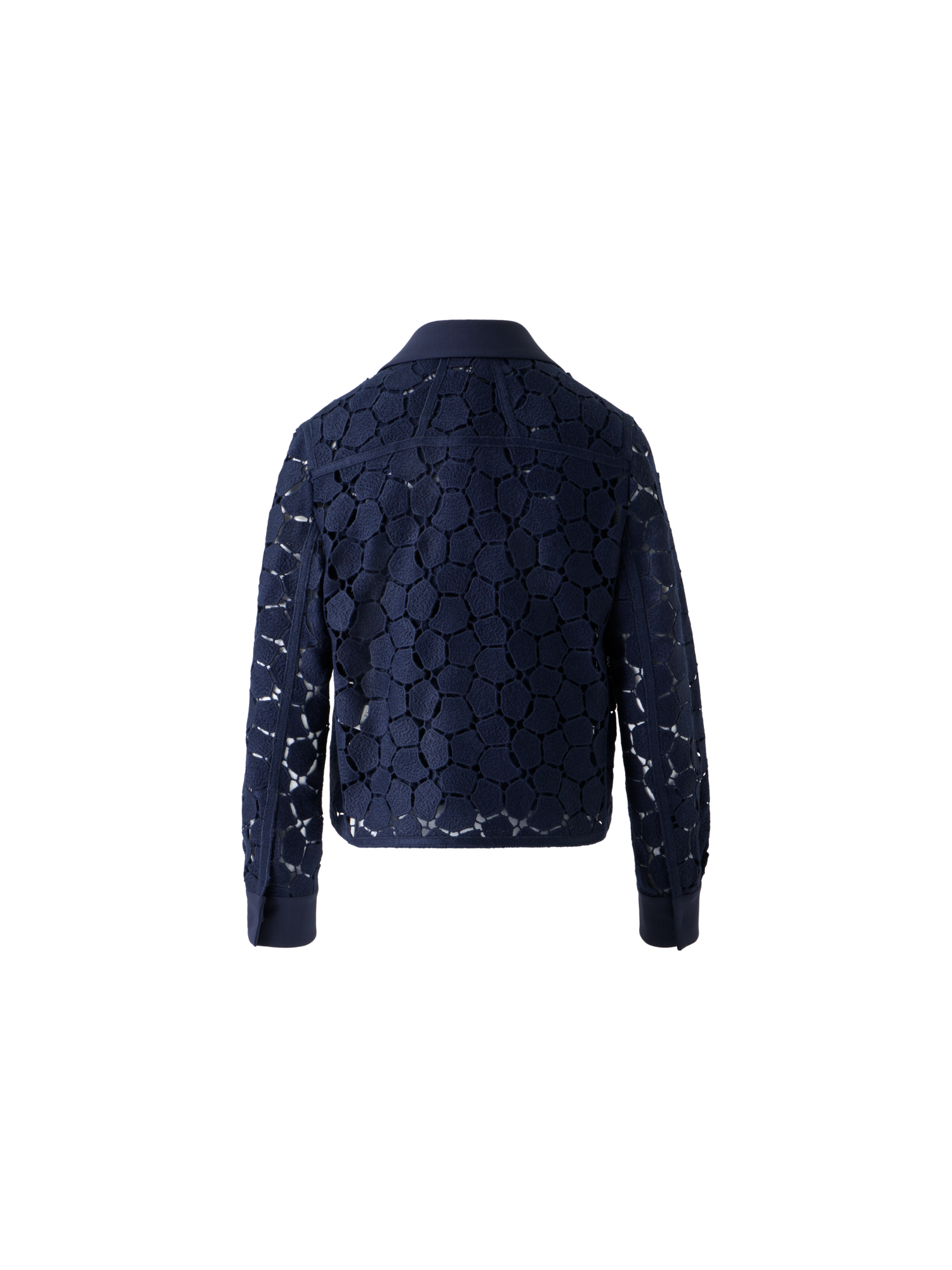 Designer Boxy Shirt Jacket in Lapis Lazuli Embroidery - neutral - navy - blue