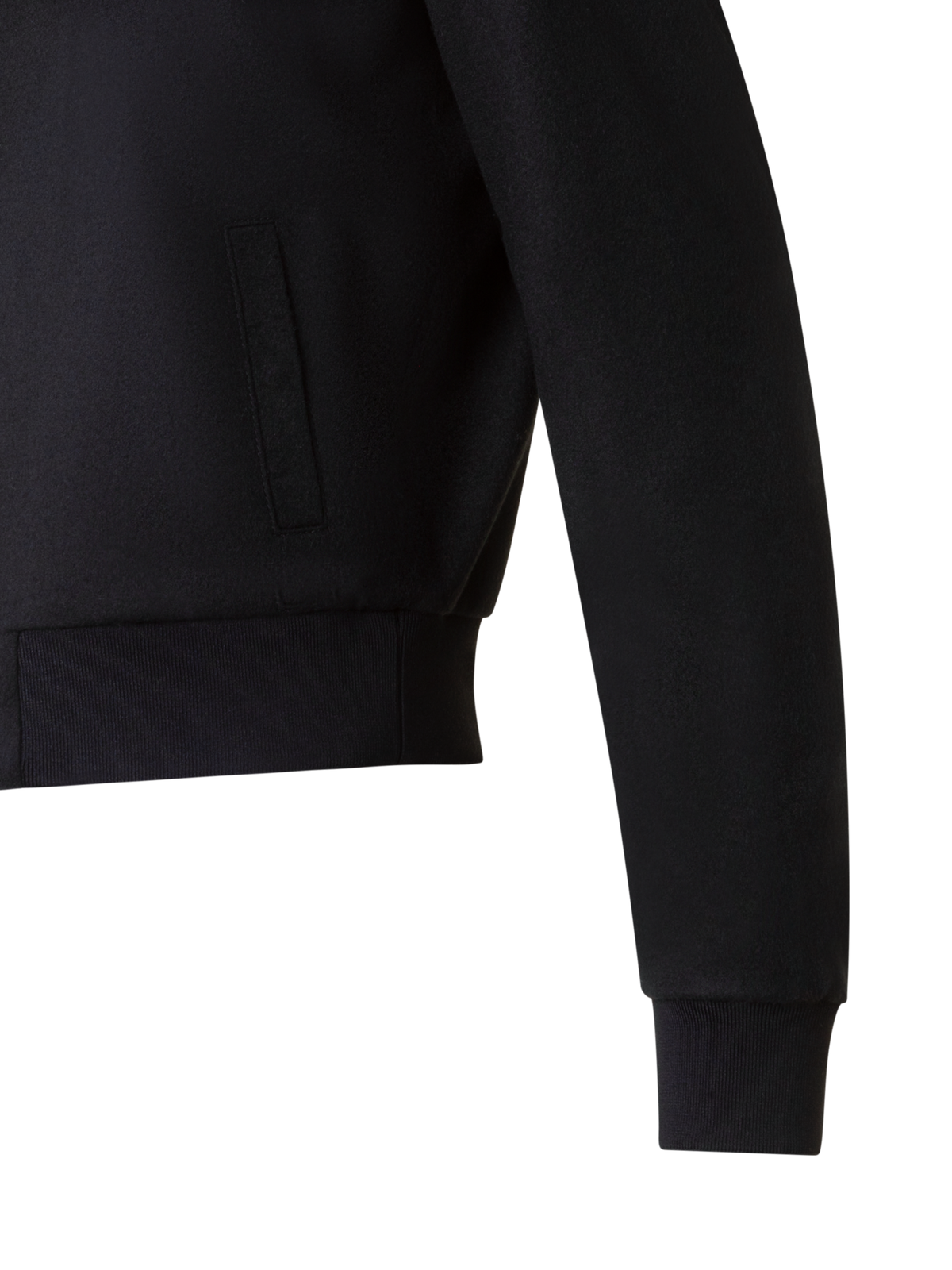 Designer Short Wool Cashmere Bomber Jacket - black - neutral