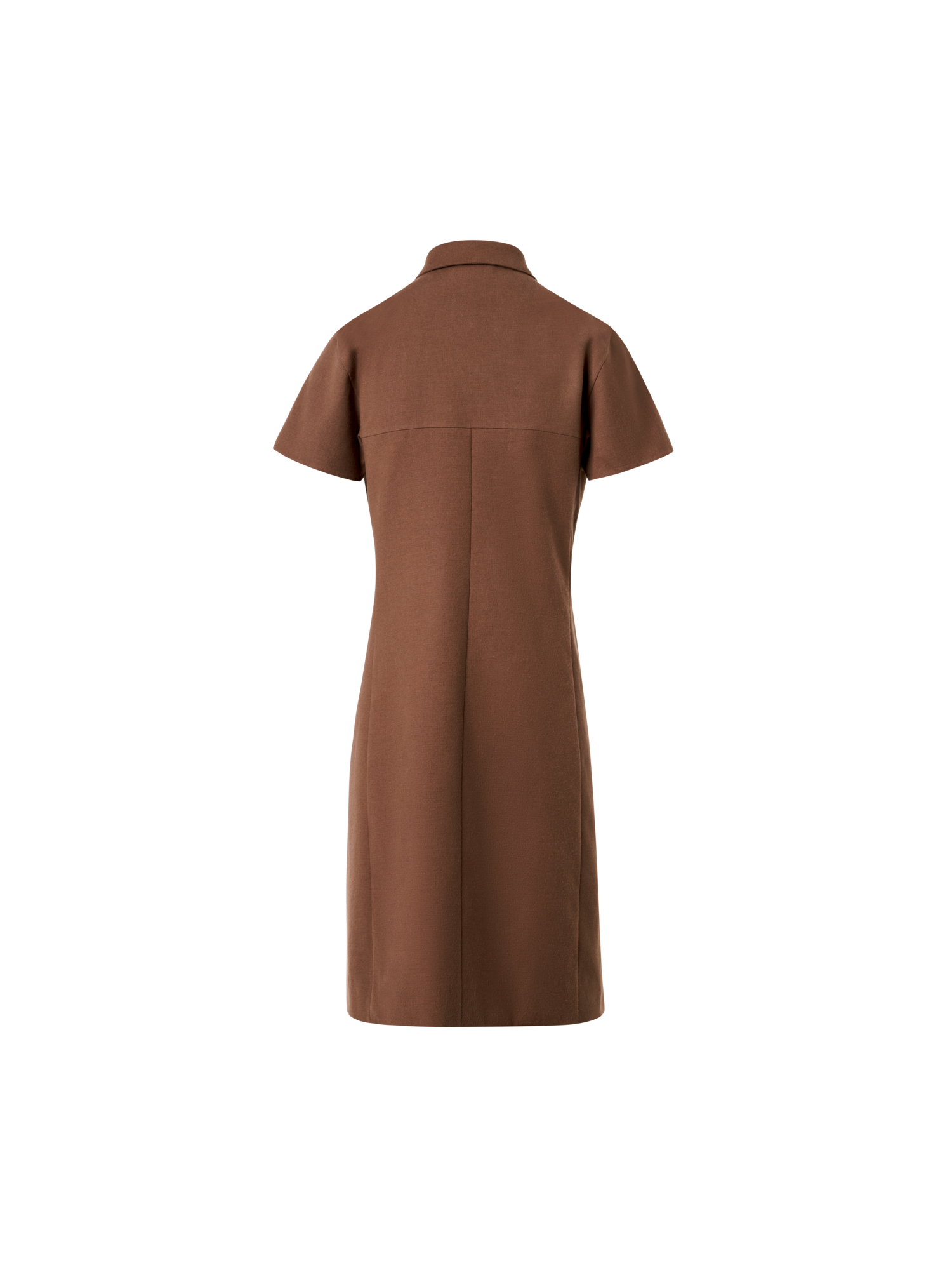 Designer Cotton Silk Stretch Double-Face Polo Dress - brown