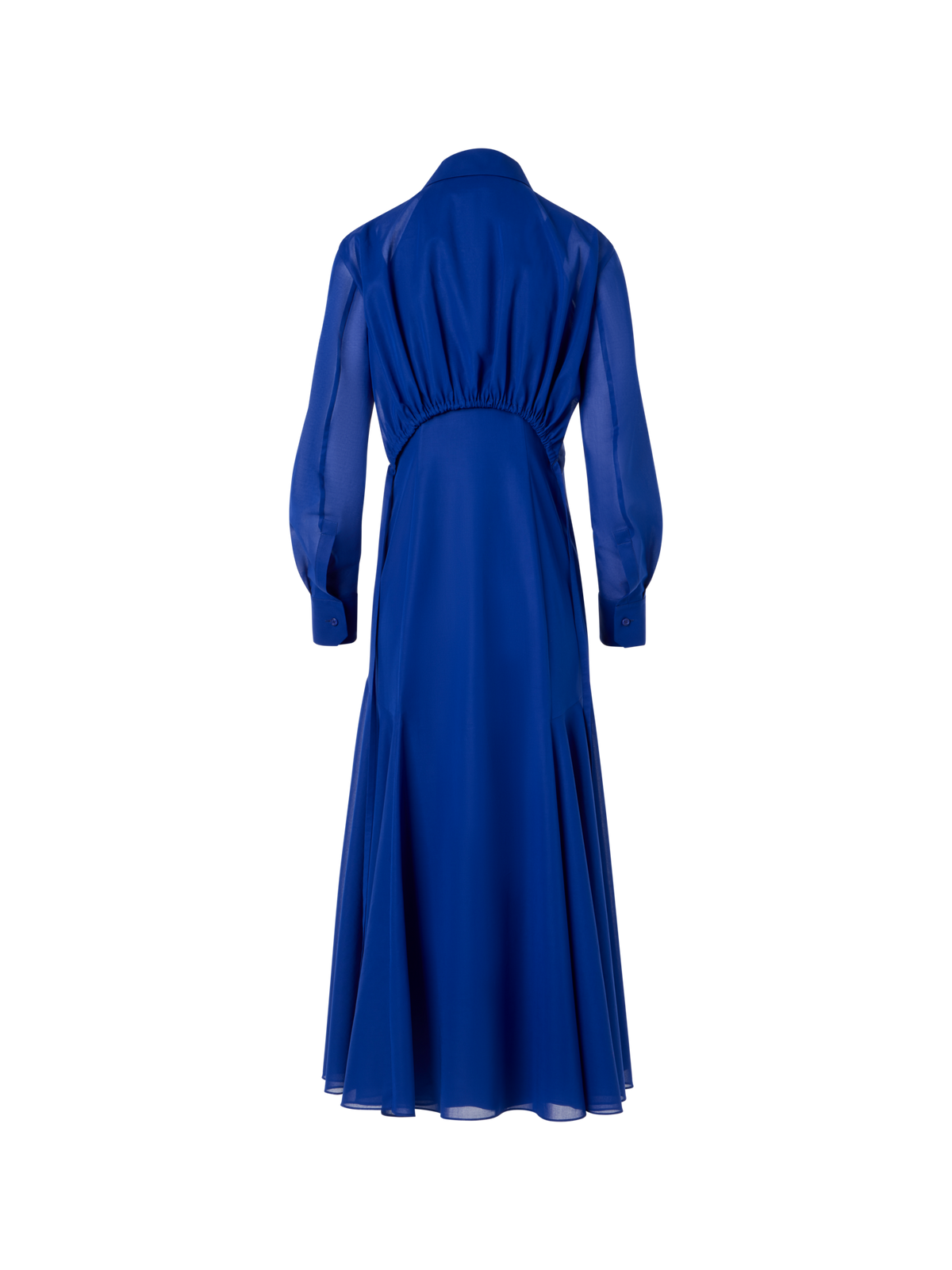 Designer Midi A-Line Dress in Cotton Voile - blue