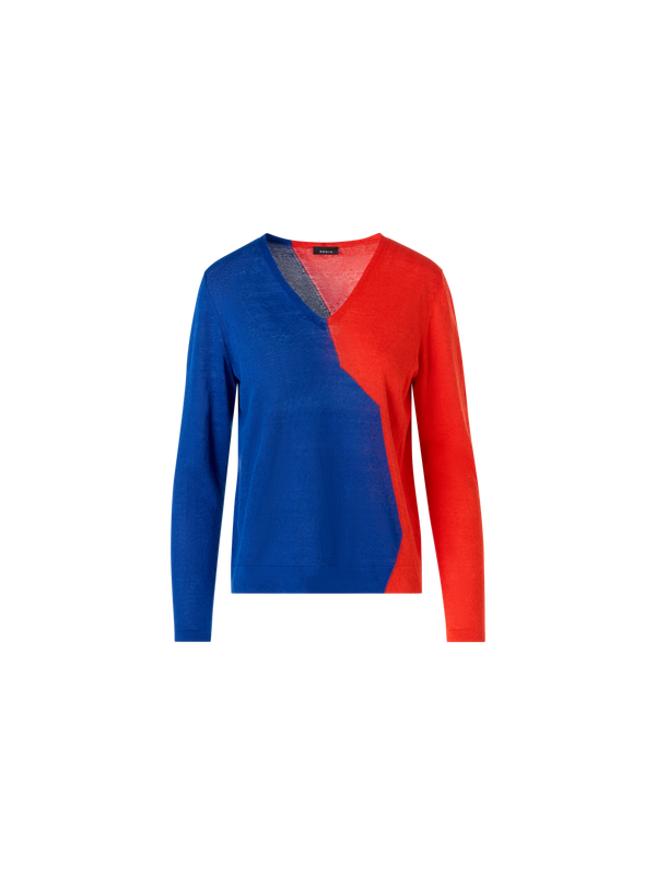 Designer Oversize Sweater with High Plains Intarsia - multicolor