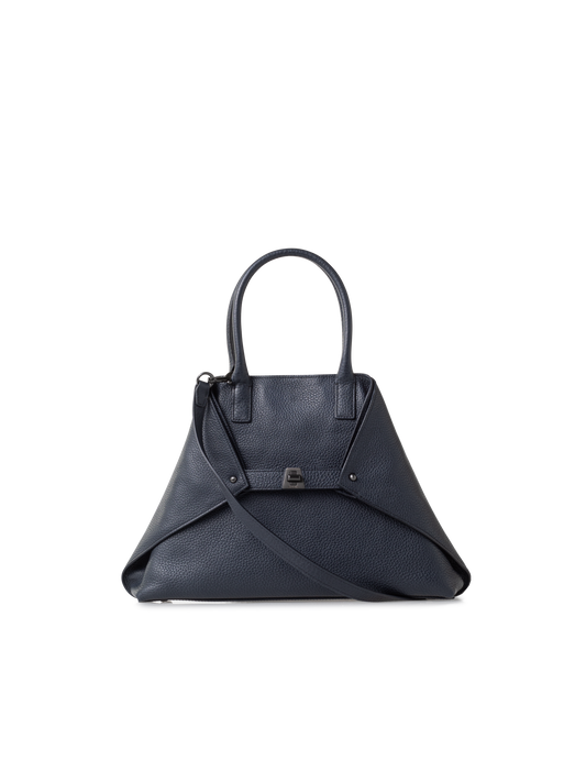 Designer Ai Small Top Handle Tote - navy - blue