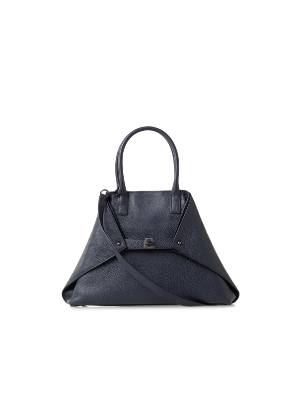 Designer Ai Small Top Handle Tote - navy - blue