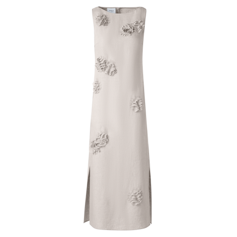 Midi Linen Dress with 3D Carnation Detail